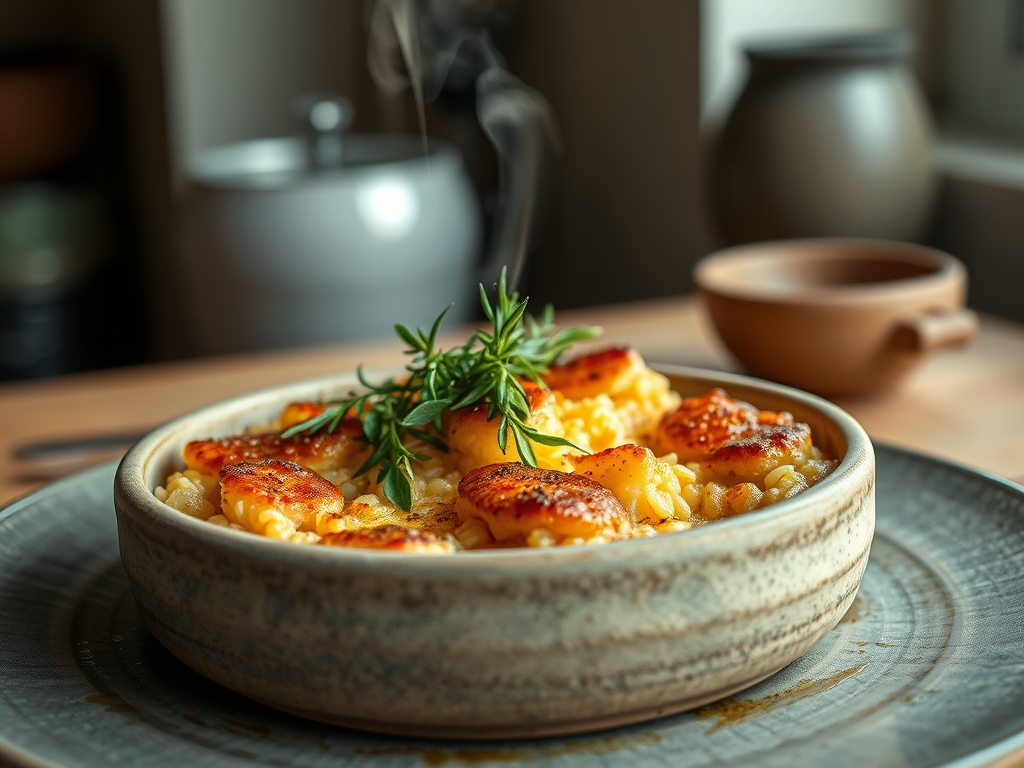 Arroz de forno em forma redonda