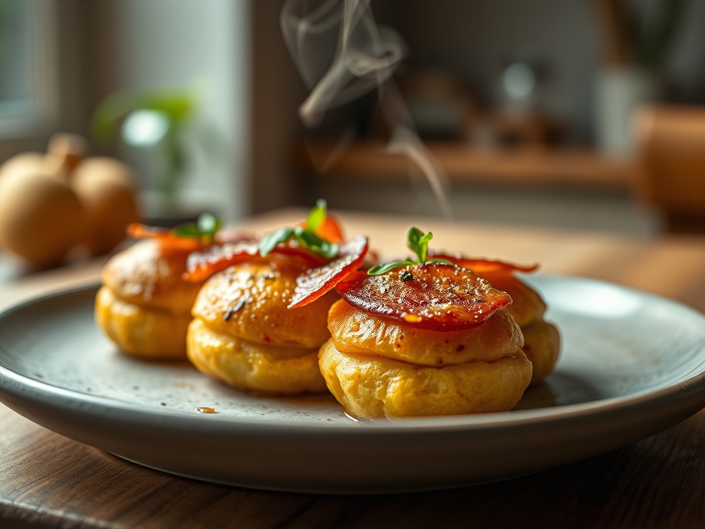 Bolinhas de batata e bacon redondas pro