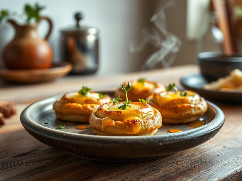 Bolinhas de queijo brie e mel redondas