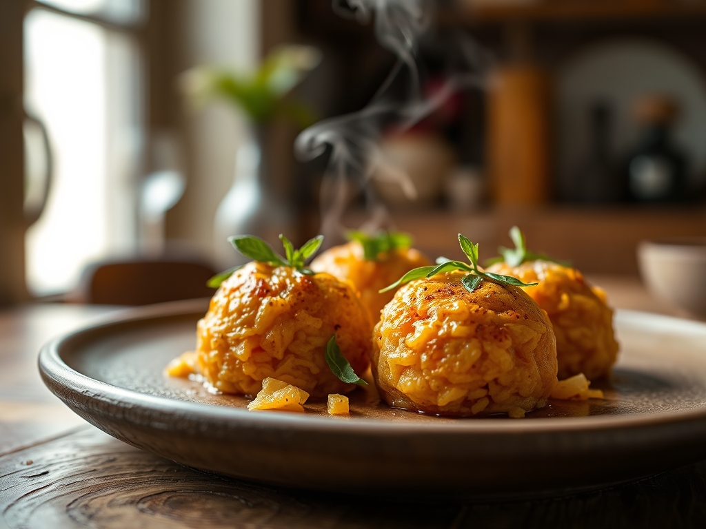 Bolinhos de arroz redondos