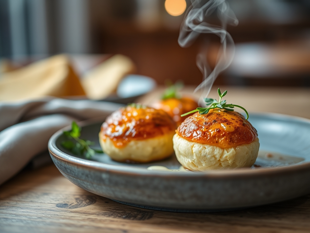 Bolinhos de batata e queijo redondos