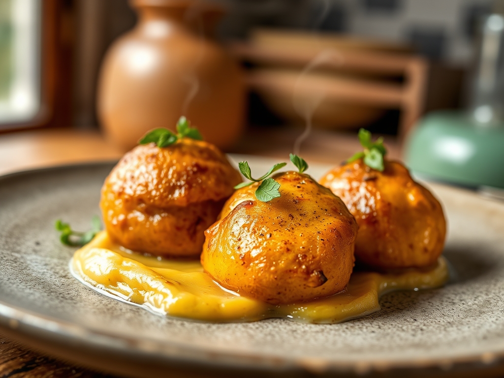 Bolinhos de peixe e batata redondos