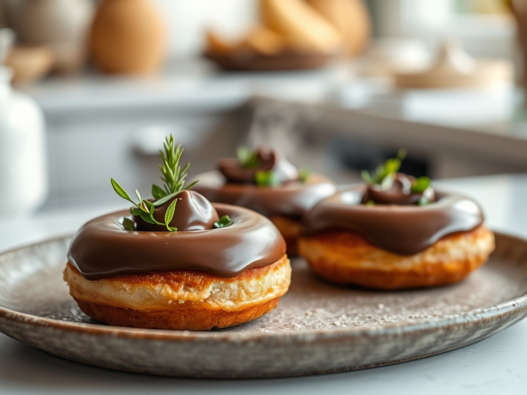 Donuts de chocolate e avelã
