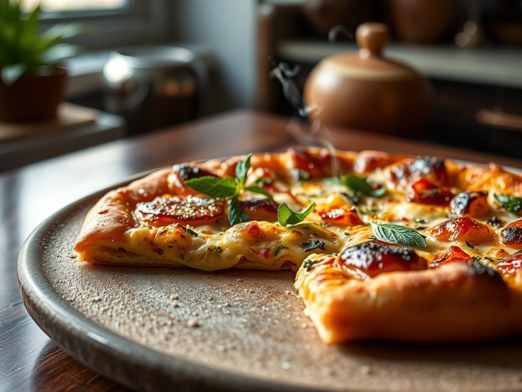 Pizza de alho e óleo redonda simples