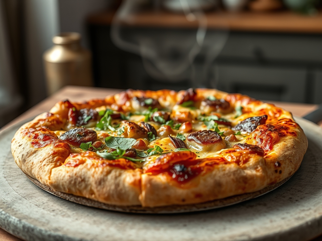 Pizza de atum e cebola redonda