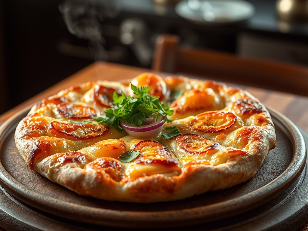 Pizza de camarão redonda de gala