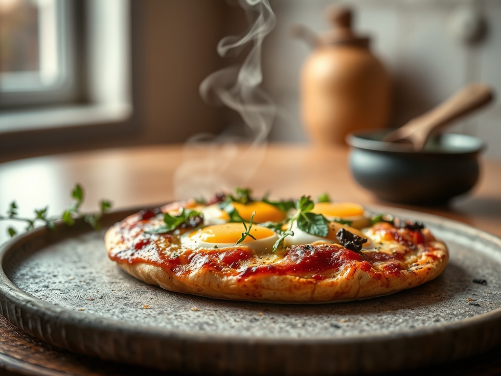 Pizza de espargos e ovo redonda elite