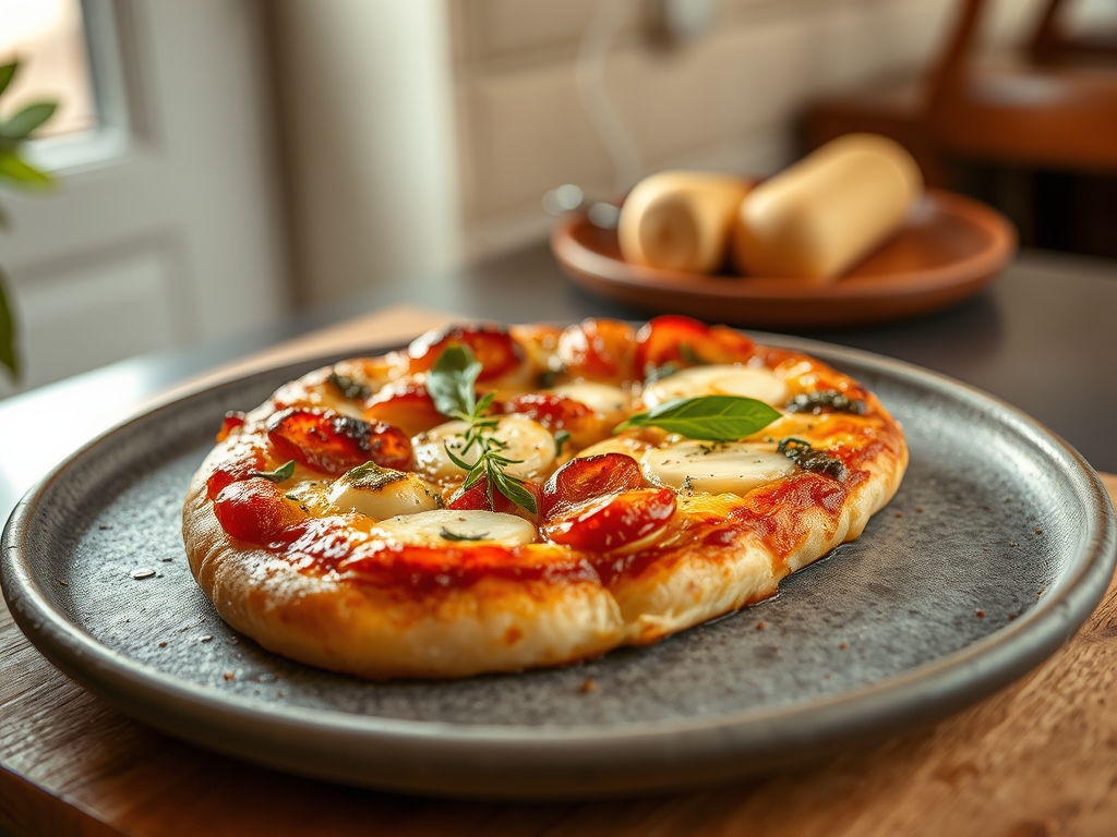 Pizza de fiambre e queijo redonda kids