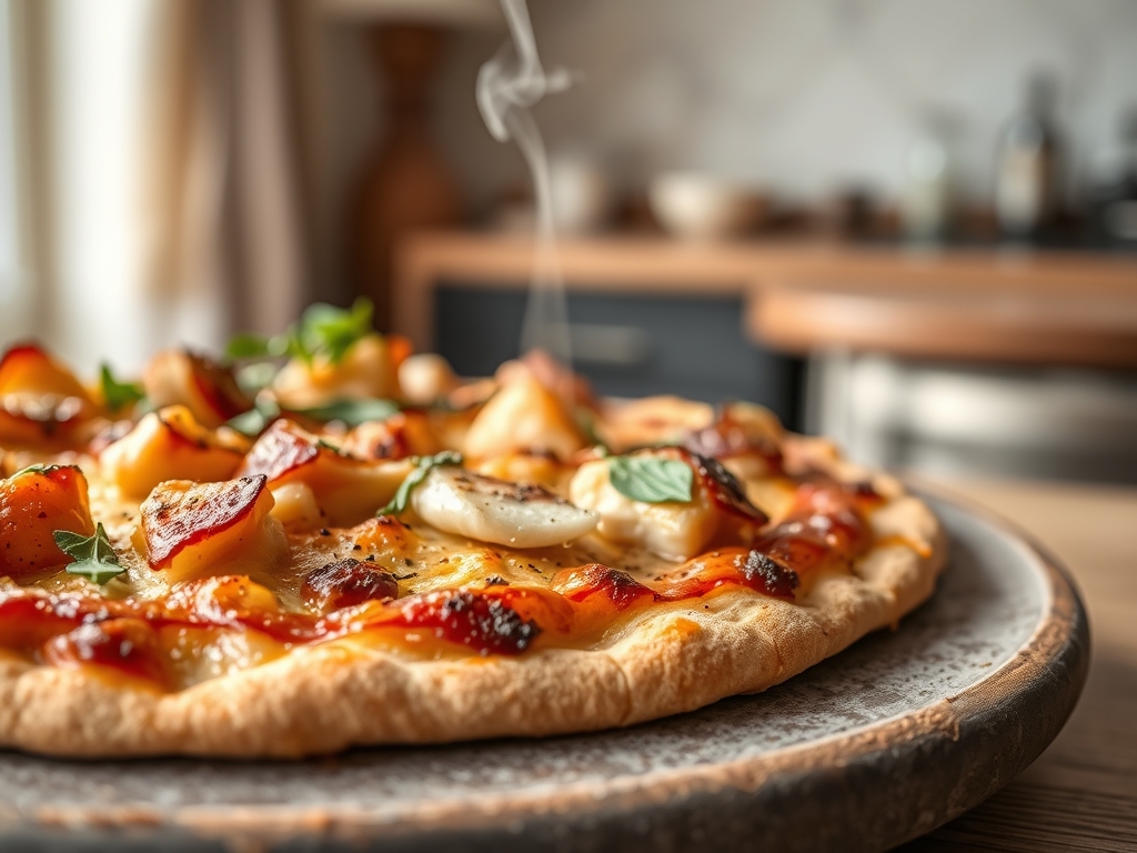 Pizza de frango e catupiry redonda