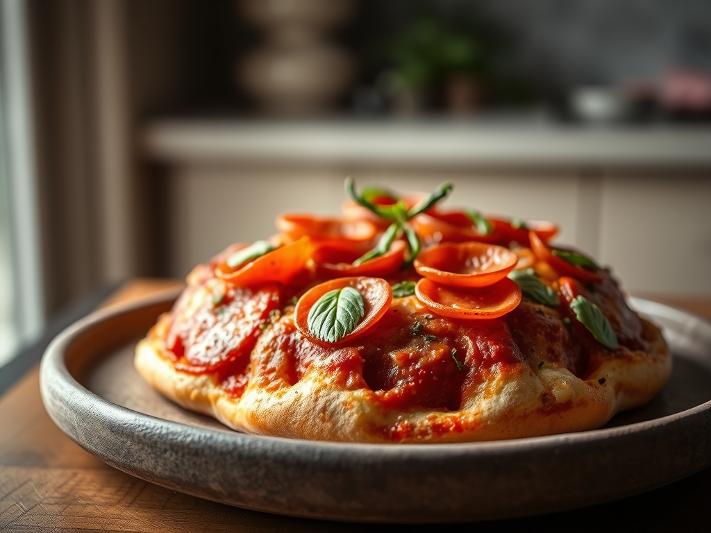 Pizza de pepperoni redonda