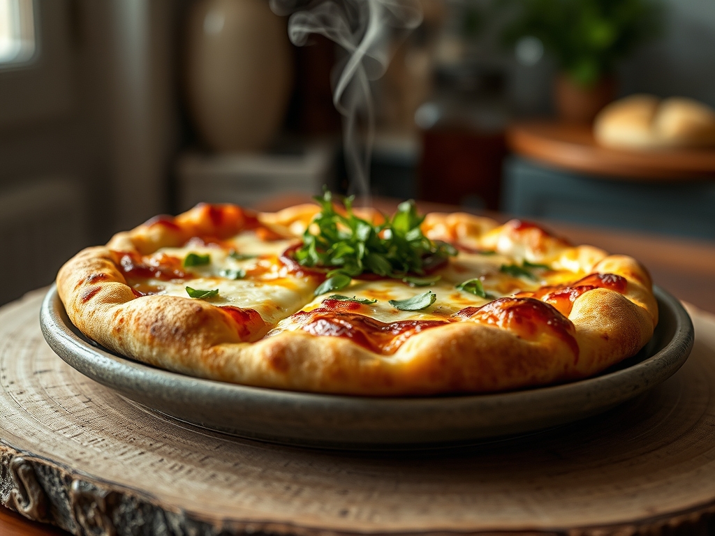 Pizza de queijo e mel redonda de mestre