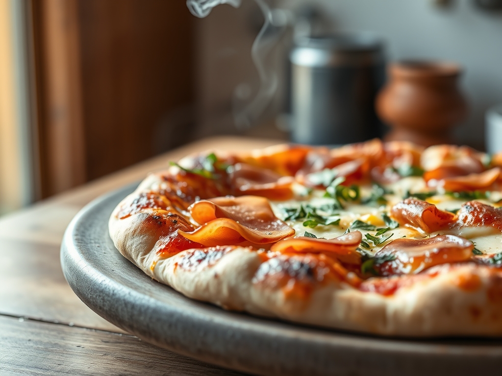Pizza de salmão e queijo redonda