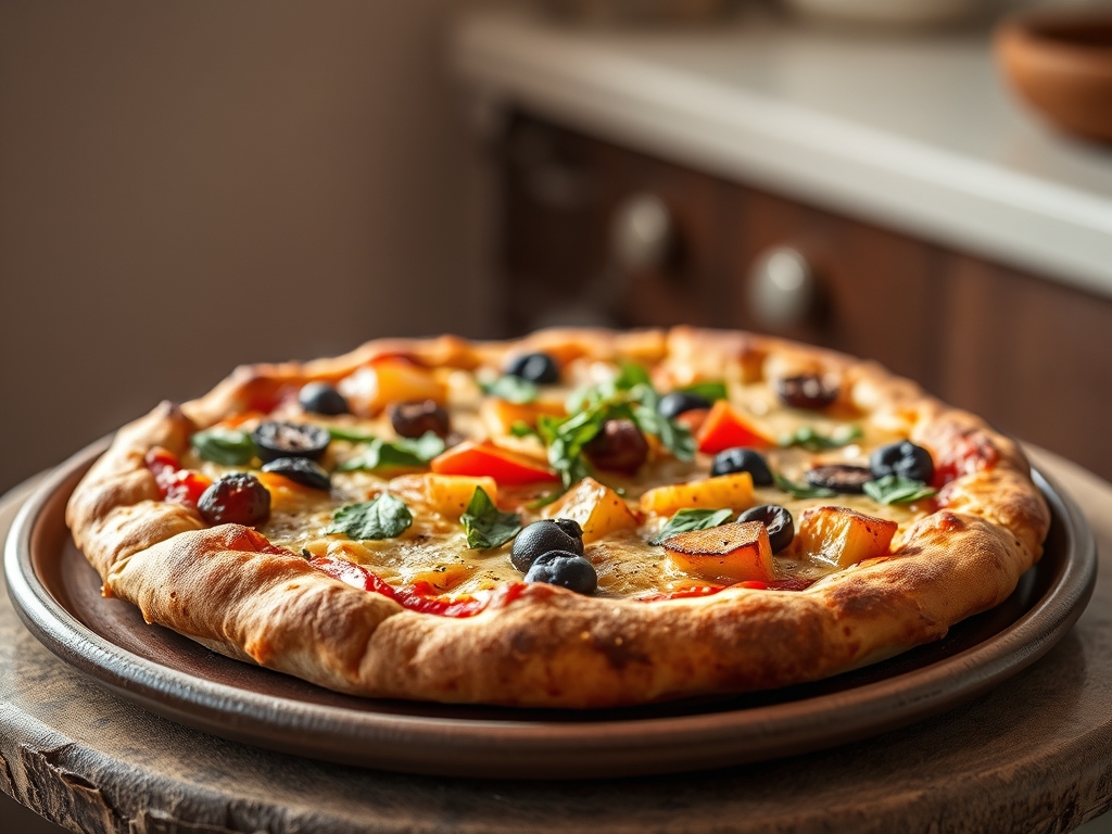 Pizza de vegetais redonda saudável