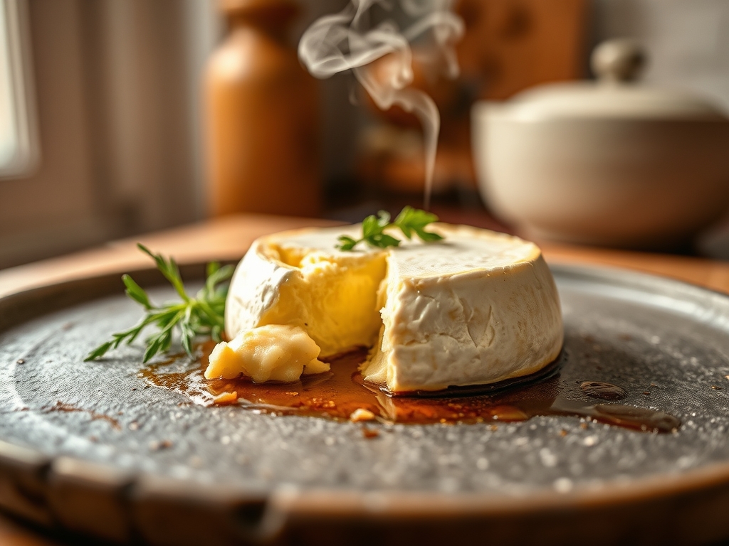 Queijo Camembert redondo ao forno