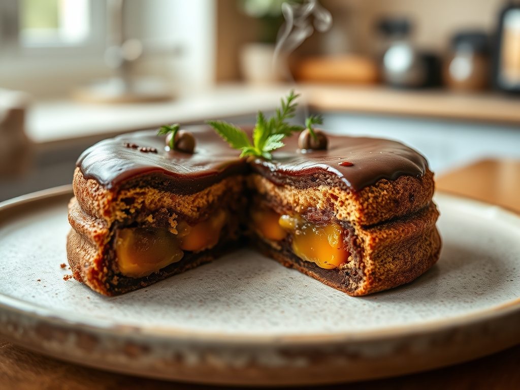 Torta de chocolate e caramelo redonda