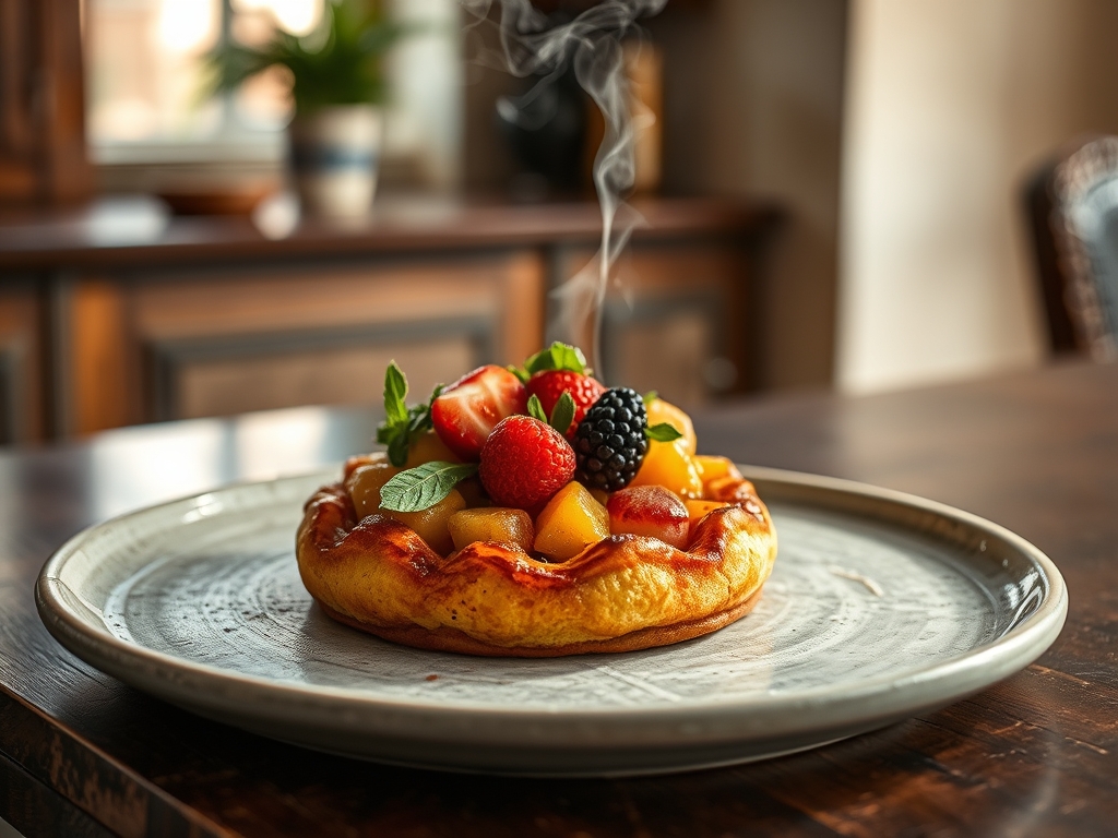 Torta de frutas redonda de verão